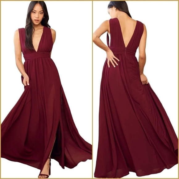 lulus heavenly hues burgundy maxi dress Burgundy Dress - Maxi Dress - Sleeveless Dress - V-Neck Dress